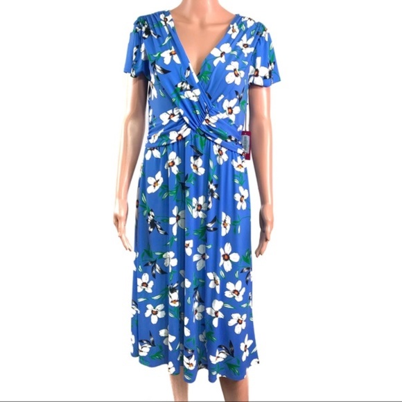 Vince Camuto Dresses & Skirts - Vince Camuto Blue Floral Midi Dress Size 8 NWT